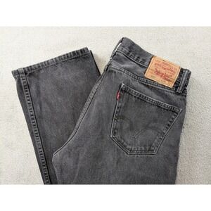 Levis 505 Straight Fit Mens Jeans Black Faded Denim 36x32 Cotton 505-0260